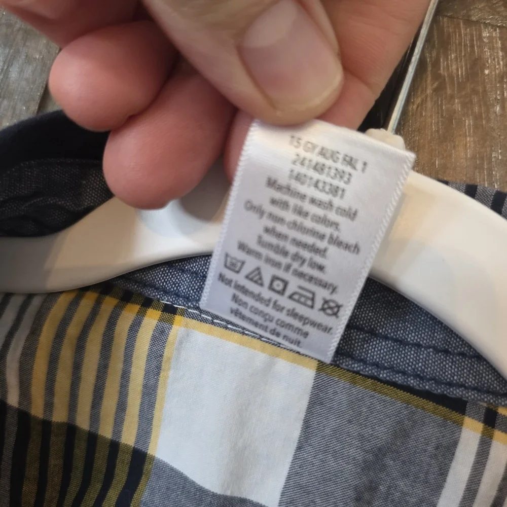 Gymboree Shirts Boy's Size Small (5-6) Navy White‎ Check Plaid Flannel Lot of 2